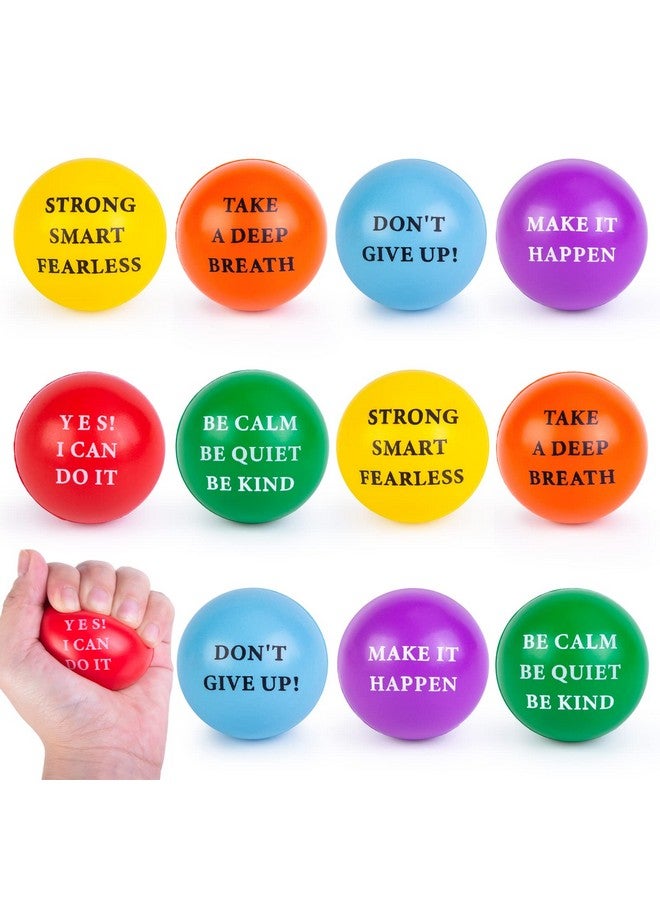 Mcpinky Motivational Stress Balls 12Pcs Inspirational Stress Balls 2 Inch Foam Balls With Positive Quetos For Kids And Adults Stress Relief Hand Exercise - Image 1