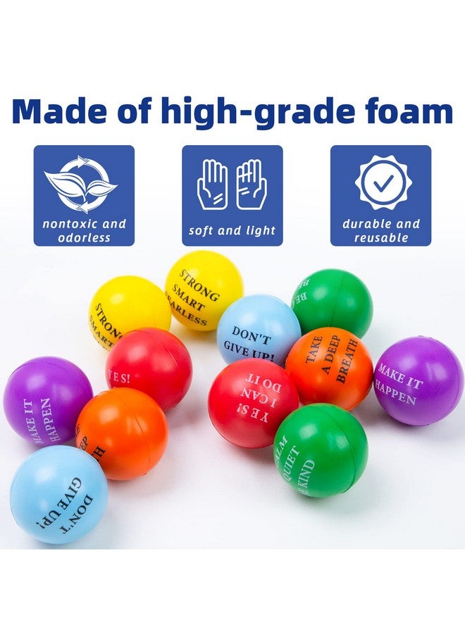 Mcpinky Motivational Stress Balls 12Pcs Inspirational Stress Balls 2 Inch Foam Balls With Positive Quetos For Kids And Adults Stress Relief Hand Exercise - Image 4