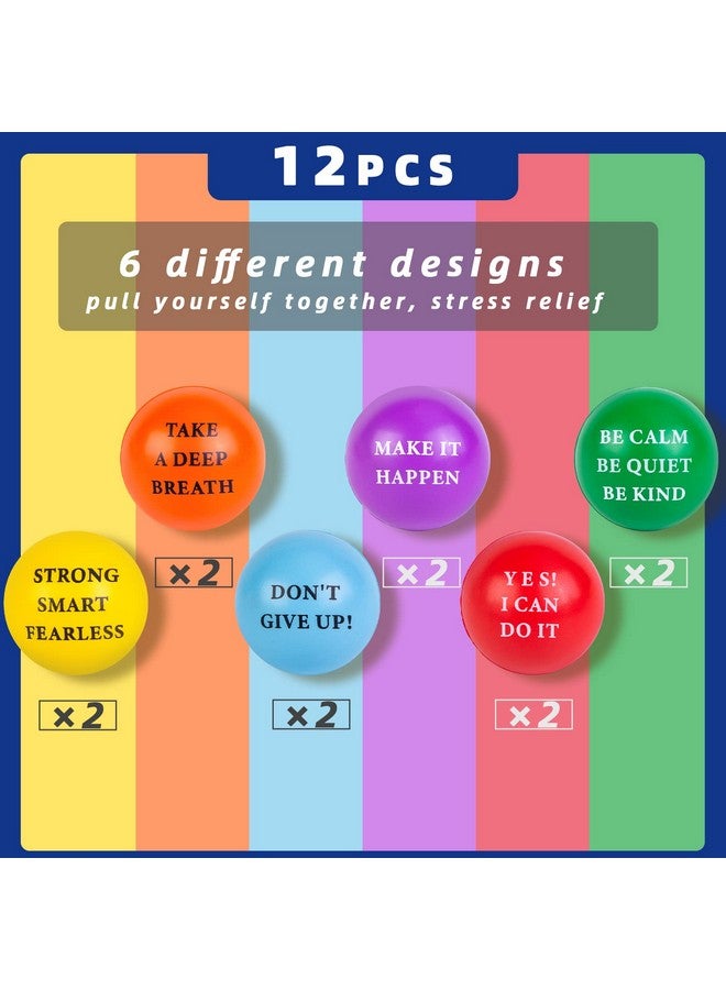 Mcpinky Motivational Stress Balls 12Pcs Inspirational Stress Balls 2 Inch Foam Balls With Positive Quetos For Kids And Adults Stress Relief Hand Exercise - Image 2