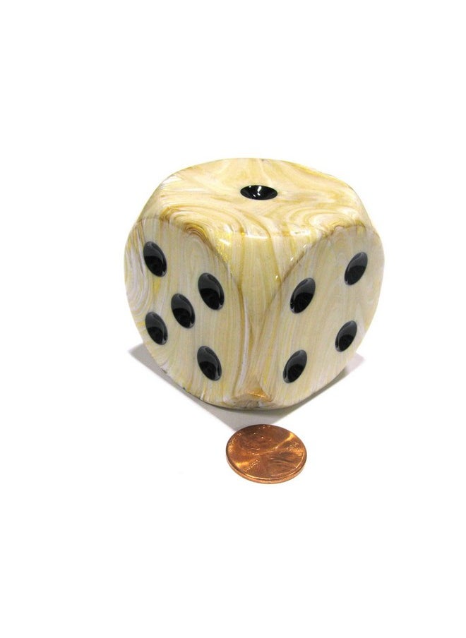 Chessex Ivory Marbleized Dice With Black Pips 50mm (2in) D6 Die Chessex  - Image 2