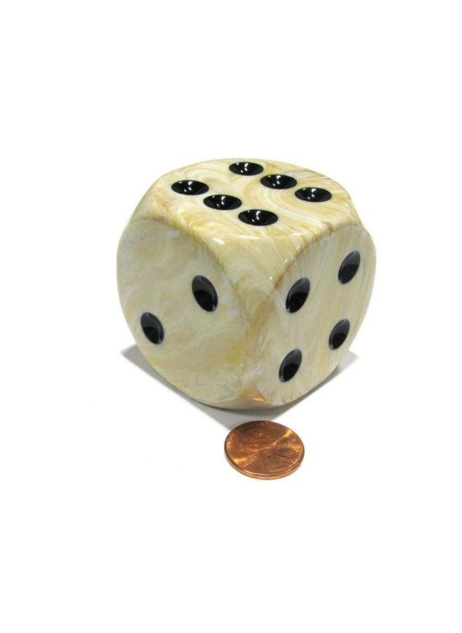 Chessex Ivory Marbleized Dice With Black Pips 50mm (2in) D6 Die Chessex  - Image 1