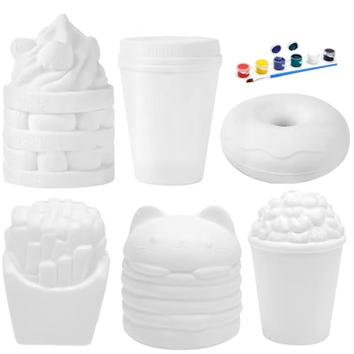 LovesTown Squeeze Toys 6 PCS Food Paintable Squishies Make Your Own squishies DIY Painting Kit for Girls and Boys Christmas Gift Birthday Holiday Favor Craft - Image 1