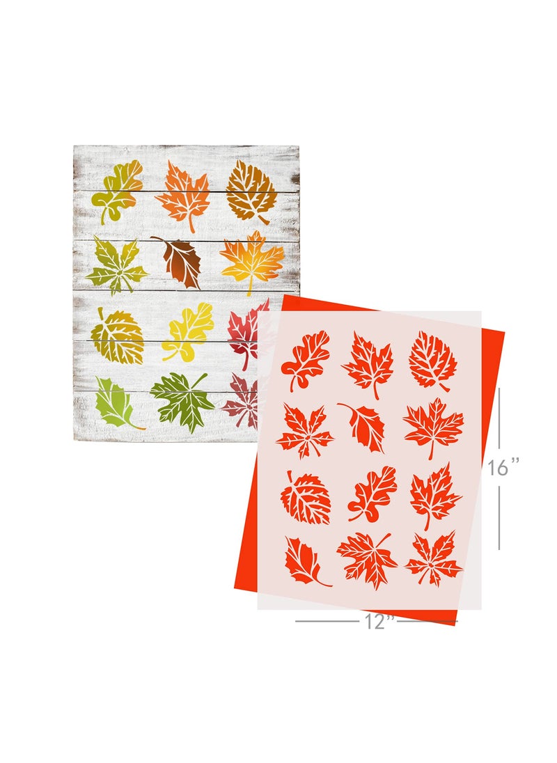 G GSS Designs G Gss Designs Leaf Stencils For Painting - Fall Leaves Stencils For Painting On Wood Wall Fabric Canvas Paper Crafts Card Making - Reusable Mylar Large Stencils 12X16 Inch  - Image 2