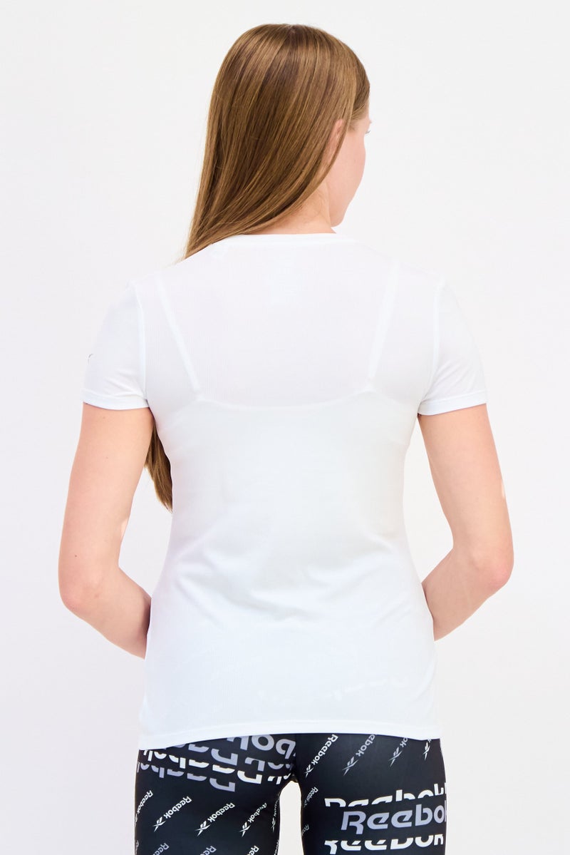 Reebok Women Sportswear Fit Short Sleeves Running T-Shirt, White - Image 3