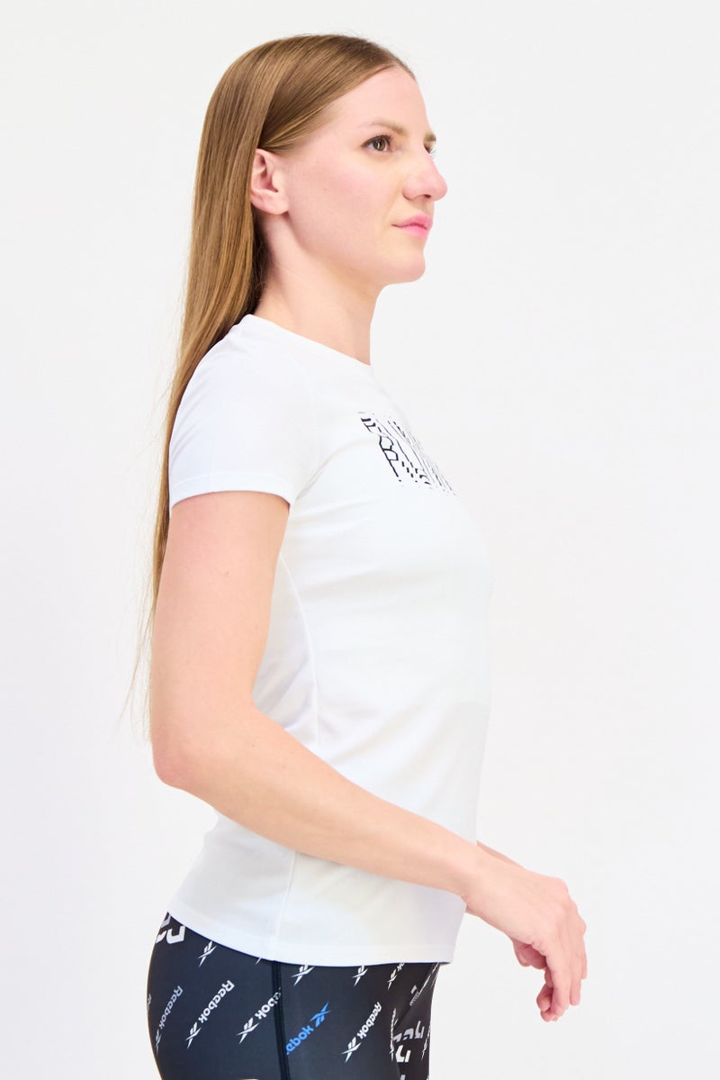 Reebok Women Sportswear Fit Short Sleeves Running T-Shirt, White - Image 2
