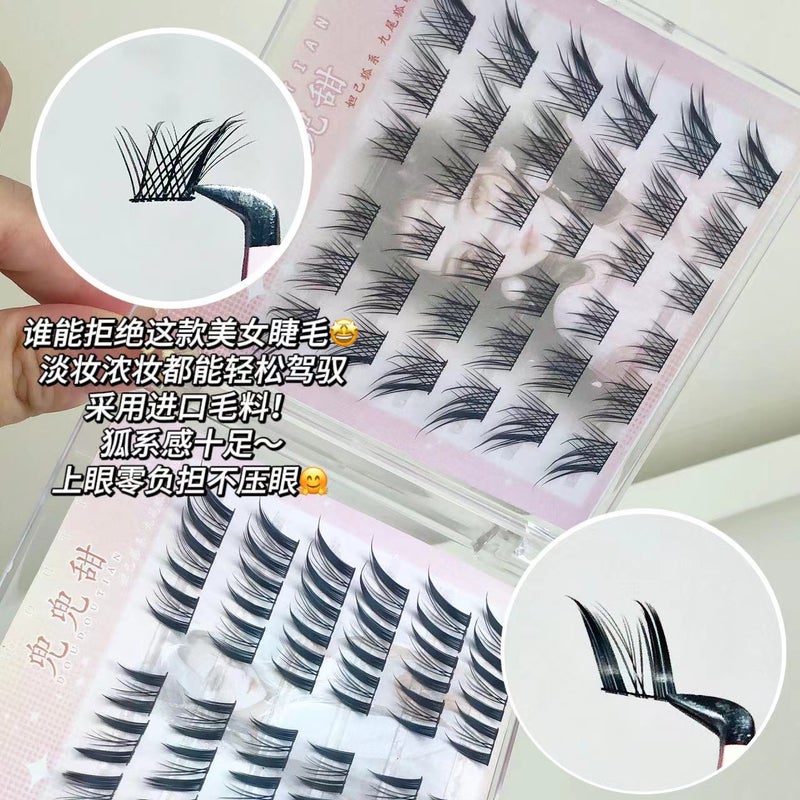 Sweet Da Ji Nine-Tailed Fox Double Eyelash Book Lazy Trilogy Fox Series Fine Stem Grafting Oblique Flying False Eyelashes - Image 5