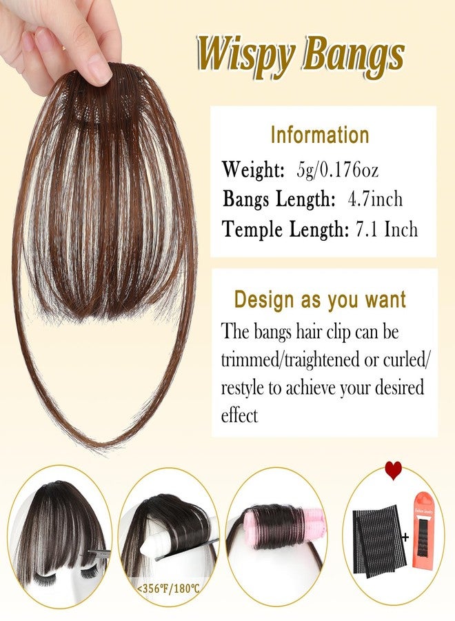 BdelrinQue 2PCS Front Hair Extensions for Women,Hair Extensions for Women Black, Air Bangs Hair Extensions with Sideburns, Light Brown & Dark Brown, for Styling & Special Occasions - Image 3