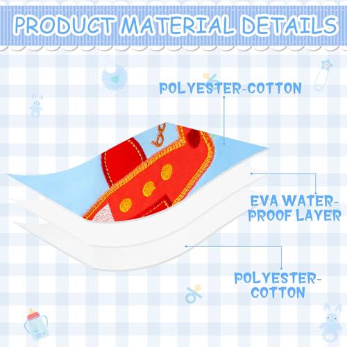 2ooya 7Pcs Cotton Waterproof Baby Bibs Adjustable Hook Loop Closure Infant Bib Unisex Blue Newborn Infant Food Bibs Keepsake Baby Gift for Drooling Feeding Eating Teething, 6-12 Months - Image 4