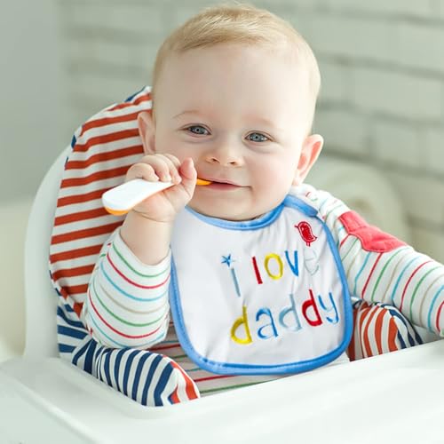 2ooya 7Pcs Cotton Waterproof Baby Bibs Adjustable Hook Loop Closure Infant Bib Unisex Blue Newborn Infant Food Bibs Keepsake Baby Gift for Drooling Feeding Eating Teething, 6-12 Months - Image 5
