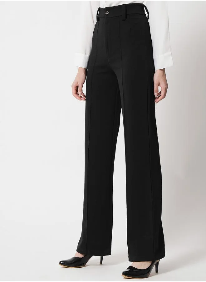 كوتي Pintuck Detail High Rise Straight Leg Trousers by Styli