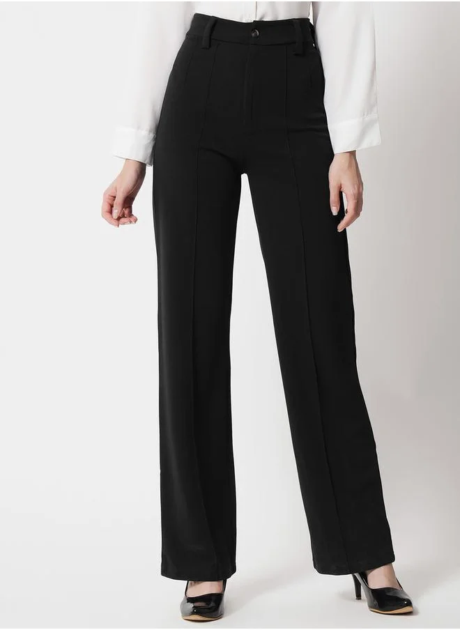 كوتي Pintuck Detail High Rise Straight Leg Trousers by Styli