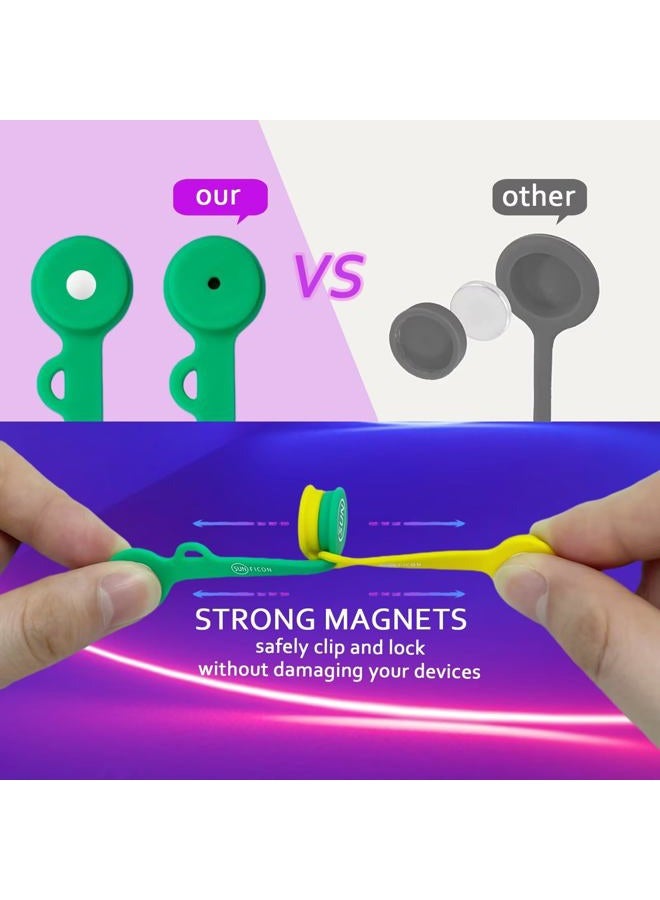 SUNFICON Cable Organizers Clips Magnetic Earbuds Cords Winder Bookmark Clips Whiteboard Noticeboard Fridge Magnets USB Cable Manager Ties Straps for Home,Office,School 5 Pack Assorted Light Colors - Image 2