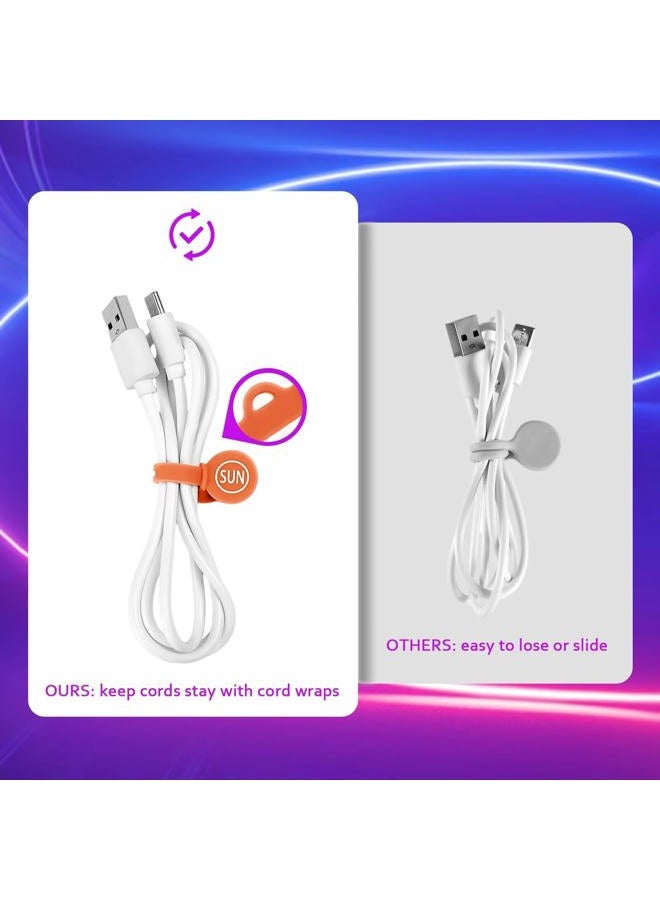 SUNFICON Cable Organizers Clips Magnetic Earbuds Cords Winder Bookmark Clips Whiteboard Noticeboard Fridge Magnets USB Cable Manager Ties Straps for Home,Office,School 5 Pack Assorted Light Colors - Image 3