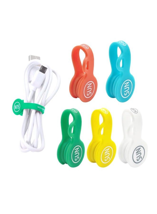 SUNFICON Cable Organizers Clips Magnetic Earbuds Cords Winder Bookmark Clips Whiteboard Noticeboard Fridge Magnets USB Cable Manager Ties Straps for Home,Office,School 5 Pack Assorted Light Colors - Image 1