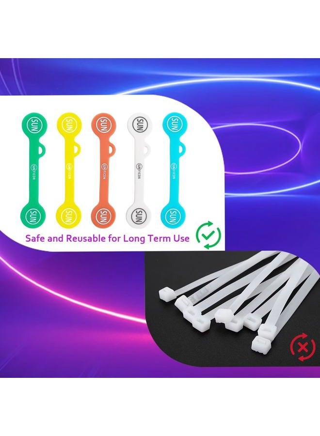 SUNFICON Cable Organizers Clips Magnetic Earbuds Cords Winder Bookmark Clips Whiteboard Noticeboard Fridge Magnets USB Cable Manager Ties Straps for Home,Office,School 5 Pack Assorted Light Colors - Image 4