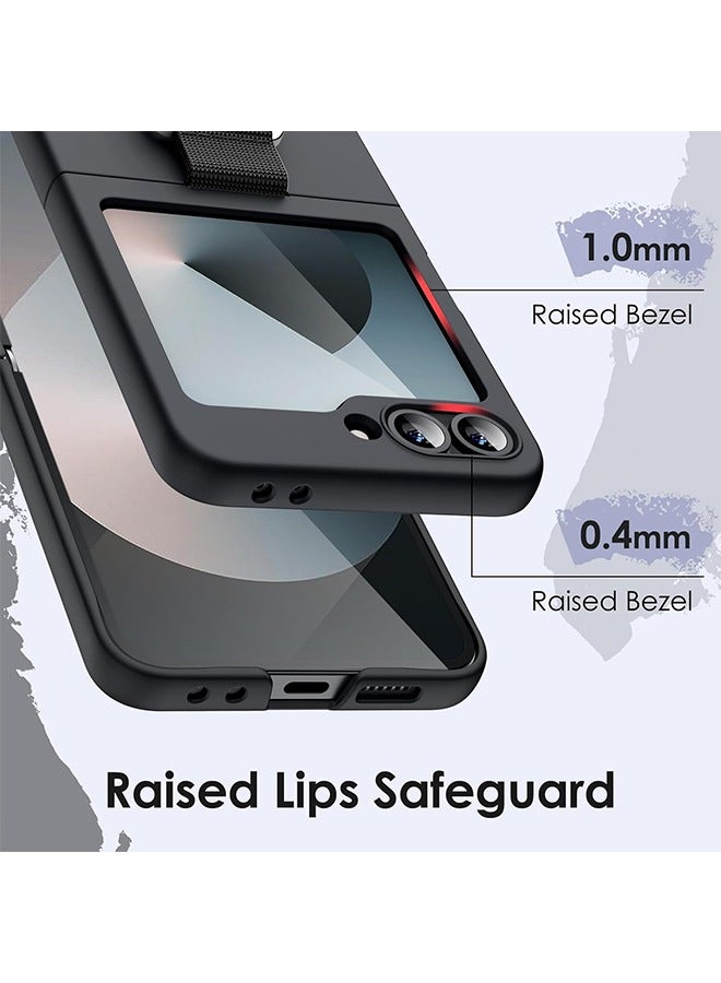 أوشن غطاء حقيبة لسامسونج جالاكسي Z الانقلاب 6 2024 مع حلقة حزام علبة الحاسب الشخصي الصلبة، حقيبة الحماية من جميع الجوانب، غطاء الهاتف الواقي من الخدوش الرقيقة لسامسونج جالاكسي Z الانقلاب 6 2024 (أسود) - Image 4