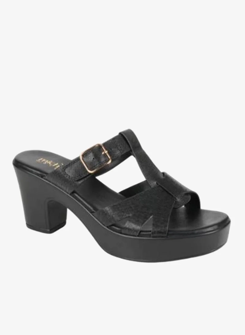 Michelle Morgan Black 092-2887 Michelle Morgan Ladies Block Heel Sandals 314RJ852 Black for Women | Best Price UAE