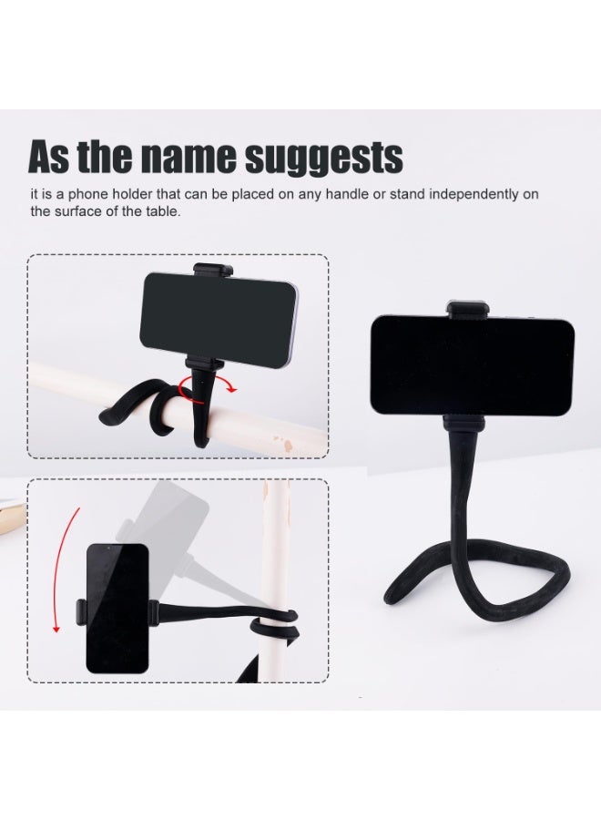 Stroller Bike Phone Holder, Flexible Cell Phone Bicycle Pram Mount with Non Skidding Arm Grip Soft Alloy Phone Clamp for Baby Buggy Desk Handlebar Treadmill Pushchair - Image 3