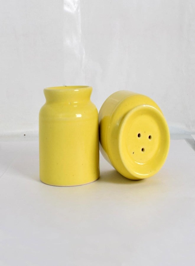 Vynora Ceramic Yellow Salt & Pepper Shaker Set – Glossy Modern Tableware Duo-60ML - Image 2