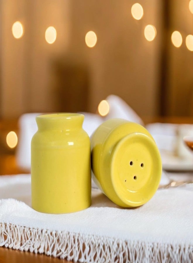 Vynora Ceramic Yellow Salt & Pepper Shaker Set – Glossy Modern Tableware Duo-60ML - Image 1