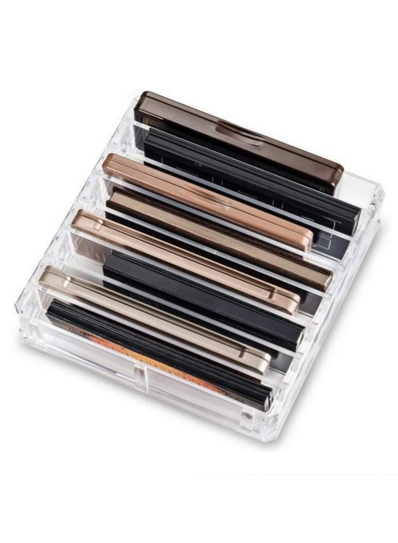 Acrylic Palette Organizer Multi Layer Clear Cosmetic Tools Desktop Storage Box with Adjustable Compartments for Makeup Brushes Nail Polish and Art Supplies - Image 4
