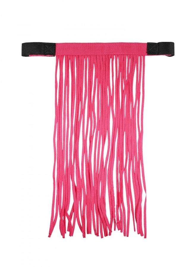 Horze Lightweight Nylon Fringe Fly Veil - Easily Attaches to Halter - Raspberry Pink - Pony - Image 1