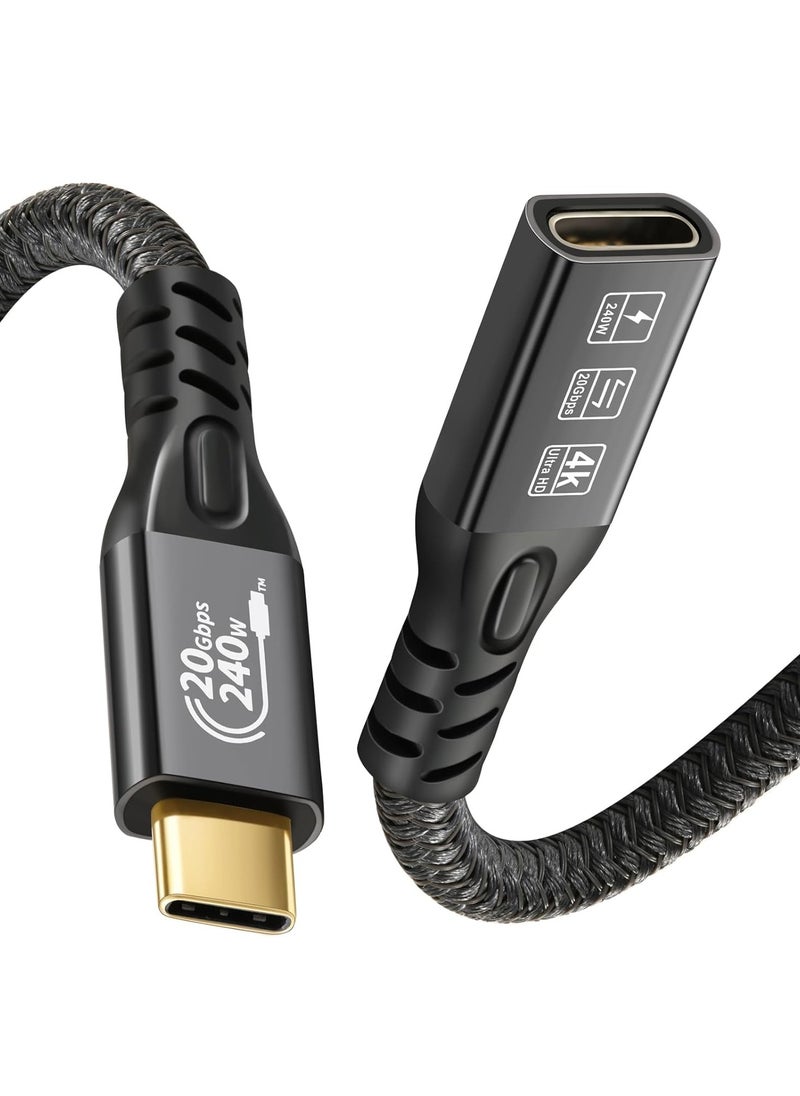 USB C 3.2 Extension Cable, Gen2 Type-c Male to Female Extender Cable Ultra HD 4K@60Hz, Support 240W Fast Charging, 20Gbps Sync Transfer, Compatible with External SSD eGPU (Extension 20G 240W-2M)  - Image 1