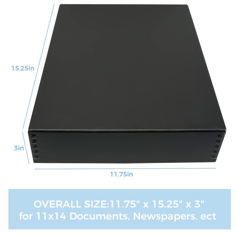 Lineco 11x14 Black Museum Archival Storage Box, Drop Front Design, 11 1/2 x 15 x 3 in. Acid-Free with Metal Edge. Preserves Picture Longevity, Organize Photos or Documents, Crafts, DIY. - Image 2