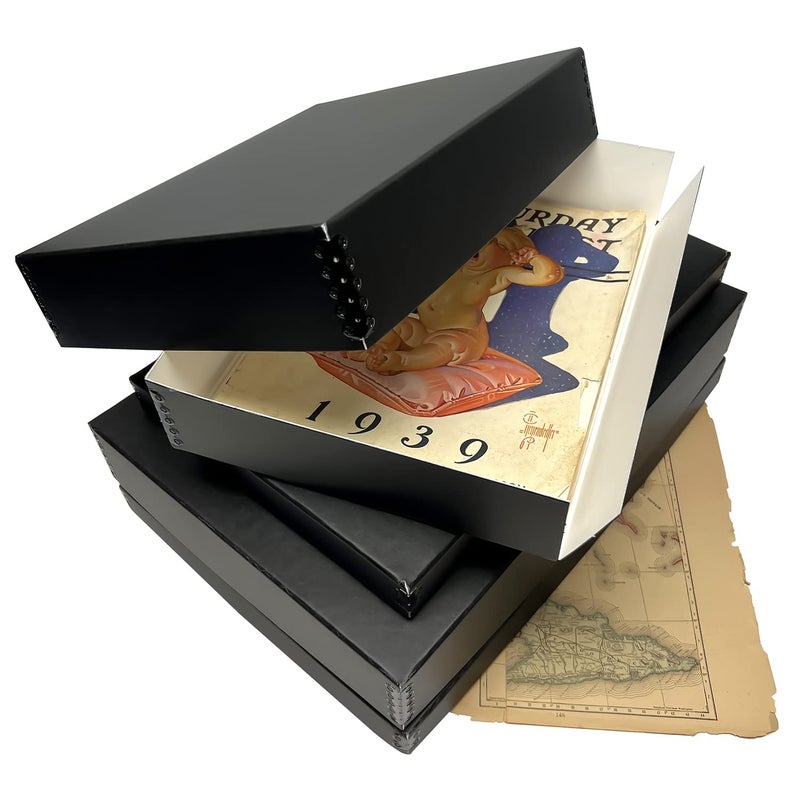Lineco 11x14 Black Museum Archival Storage Box, Drop Front Design, 11 1/2 x 15 x 3 in. Acid-Free with Metal Edge. Preserves Picture Longevity, Organize Photos or Documents, Crafts, DIY. - Image 5