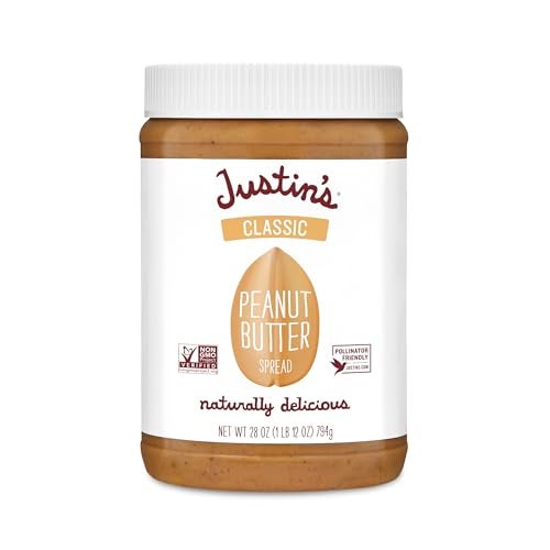 Justin's Classic Peanut Butter, Only Two Ingredients, Gluten-free, Non-GMO, Responsibly Sourced, 28 Ounce Jar (6 Pack) - Image 1