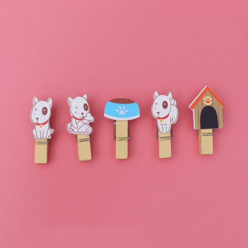 10Pcs Dog Shaped Photo Clip Wood Clips DIY Decor Office Supplies for Photo Meassage - Image 1
