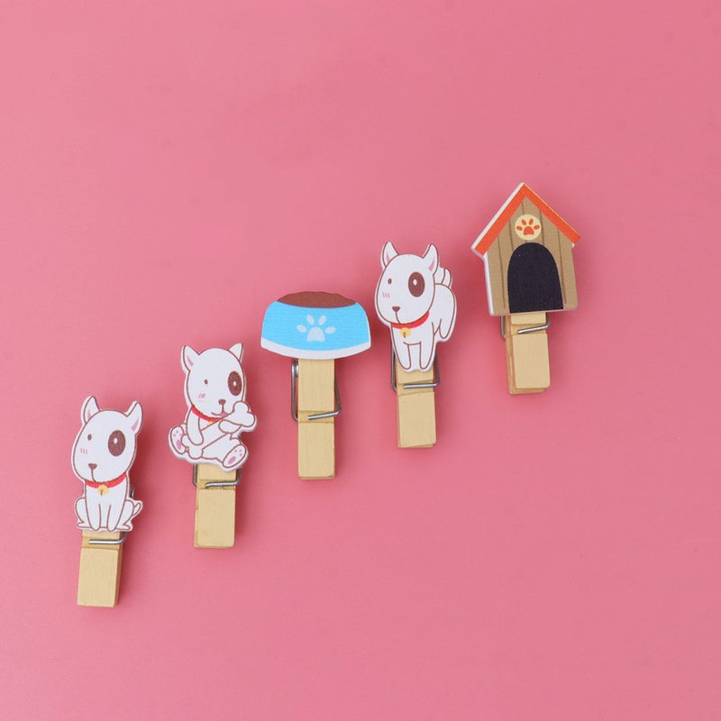 10Pcs Dog Shaped Photo Clip Wood Clips DIY Decor Office Supplies for Photo Meassage - Image 3
