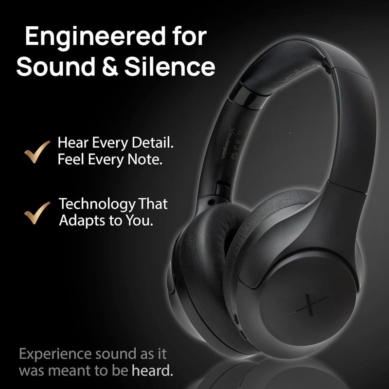 Volkano Bluetooth Headphones with Active Noise Cancelling, 60 Hours Playtime, Over Ear Stereo Headset, Black - Image 3