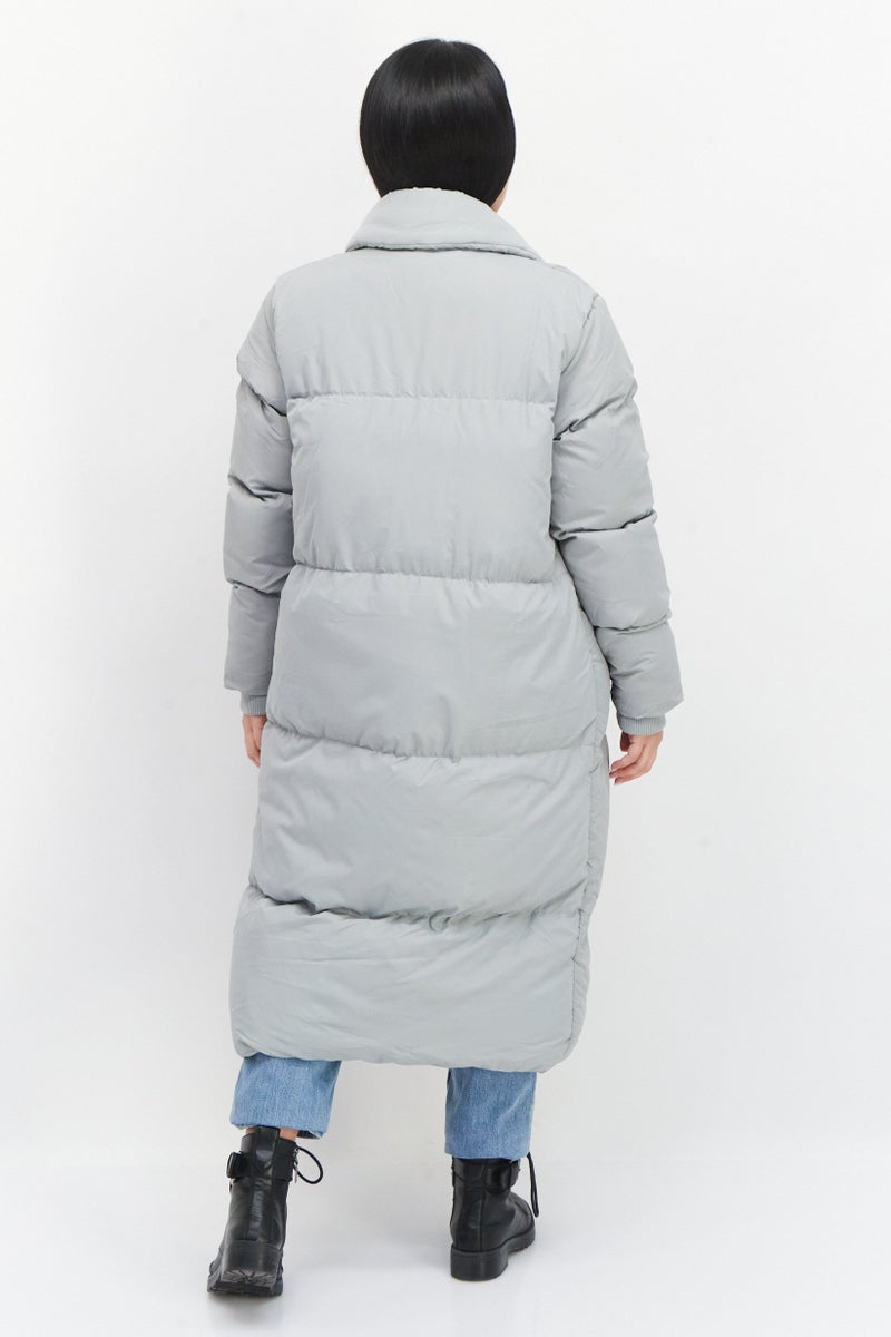 French Connection Women Quilted Parka Jacket, Grey - Image 3