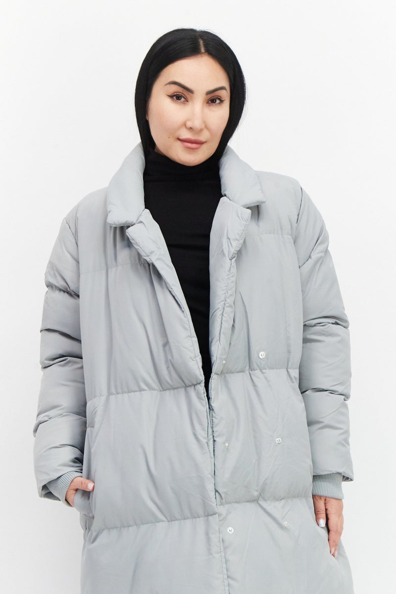 French Connection Women Quilted Parka Jacket, Grey - Image 2