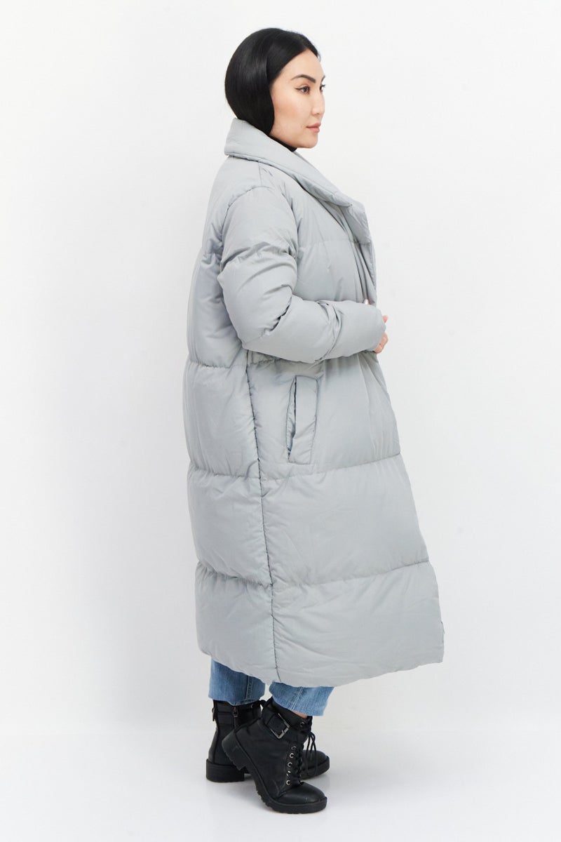 French Connection Women Quilted Parka Jacket, Grey - Image 4