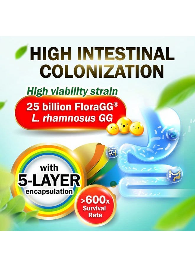 LABO Nutrition - FloraGG, Lactobacillus Rhamnosus GG 25 Billion CFU Active Probiotics & Sunfiber Prebiotic Fiber Supplement, Support Healthy Intestinal, Immune Health| Delayed Release & Gluten Free 60s - Image 1