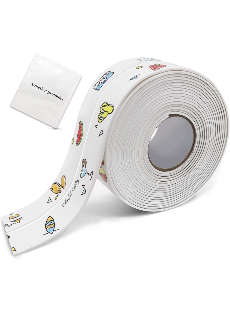 PVC Self-Adhesive Waterproof Caulk Strip (1.5" x 10.5 Ft) | Moldewproof Sealing Tape for Kitchen Sinks, Bathtub, Countertops & Toilet Edges | Easy Application with Cartoon Design - Image 1