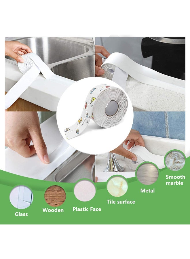 PVC Self-Adhesive Waterproof Caulk Strip (1.5" x 10.5 Ft) | Moldewproof Sealing Tape for Kitchen Sinks, Bathtub, Countertops & Toilet Edges | Easy Application with Cartoon Design - Image 2