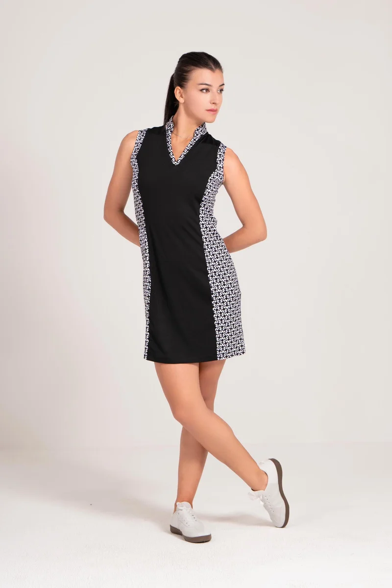 EGL EGL Women's Golf Dress - Black with White Pattern - Athletic Fit