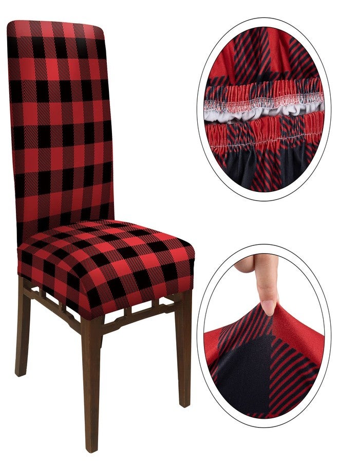 Whaline Buffalo Check Chair Covers Red Black Plaid Dining Chair Slipcovers Protector Removable Stretch Elastic Seat Covers for Party Kitchen Home Hotel Office Restaurant Decoration, 4Pcs - Image 4