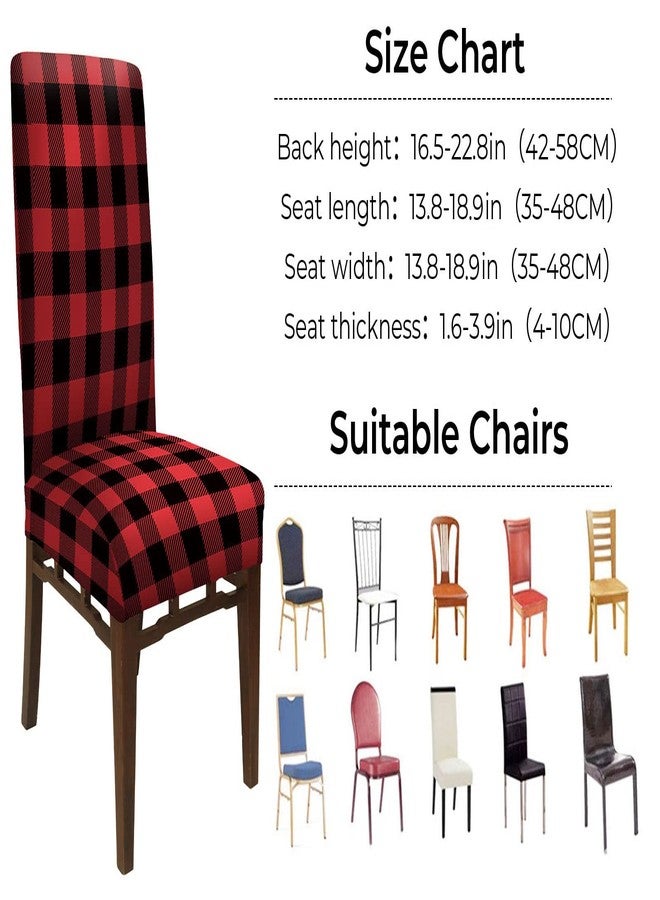 Whaline Buffalo Check Chair Covers Red Black Plaid Dining Chair Slipcovers Protector Removable Stretch Elastic Seat Covers for Party Kitchen Home Hotel Office Restaurant Decoration, 4Pcs - Image 2