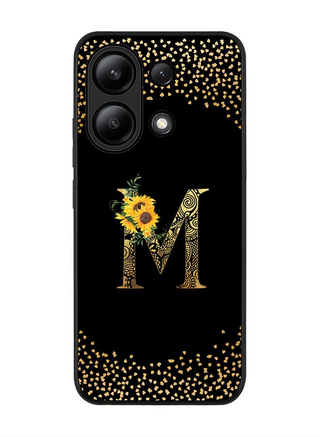 Stylizedd Rugged Black edge case for Xiaomi Redmi Note 13 4G, Cover Custom Monogram Initial Letter Mandala Floral Pattern Alphabet - M ( Black ) - Image 1