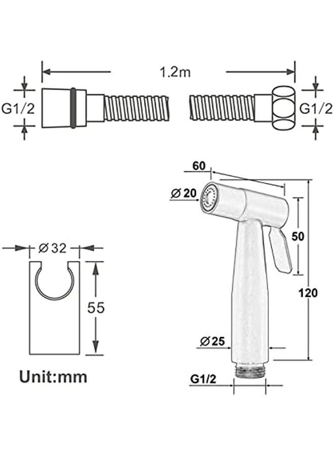 مجموعة رشاش البيديه المحمول باليد مثبت على الحائط من الفولاذ المقاوم للصدأ، رشاش الحمام لرش القماش وحفاضات الأطفال، مجموعة مسدس الرش - Image 4