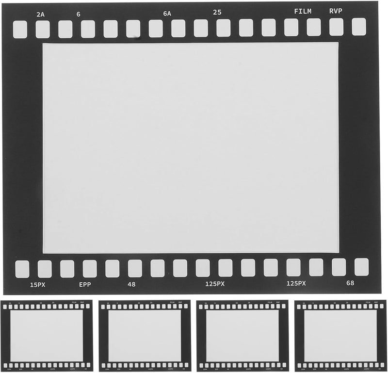 5pcs Vintage Film Picture Frames - 7 Inch Rustic Cardboard Photo Collage Decor for Home Wall Hanging Photo Display, Movie Nights, Parties - Image 1