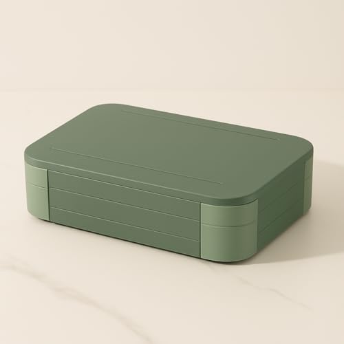 daiDokoro 3 Removable Compartment - 1100 ML Bento Lunch Box | Compact BPA Free, Leak-Proof, Microwave & Dishwasher Safe Tiffin for Office Use, School & Travel (Viridian Green) - Image 1