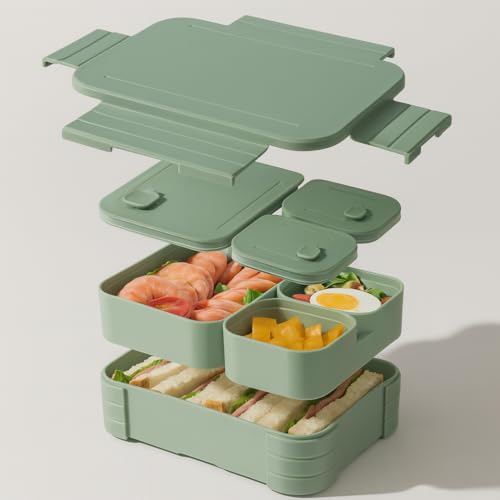 daiDokoro 3 Removable Compartment - 1100 ML Bento Lunch Box | Compact BPA Free, Leak-Proof, Microwave & Dishwasher Safe Tiffin for Office Use, School & Travel (Viridian Green) - Image 2