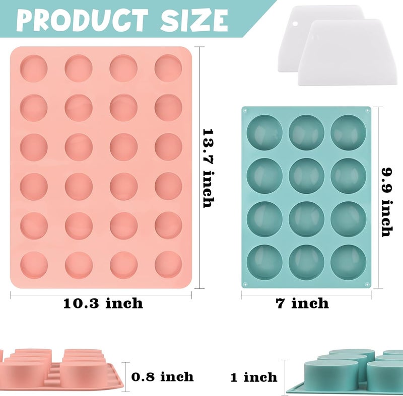Actvty Cake Puck Mold Set, Chocolate Covered Cake Silicone Molds, 24-Cavity Round Cake Pop Molds with 2 Spatulas for DIY Cake Cores, Cakepucks, Chocolate Desserts - Image 3