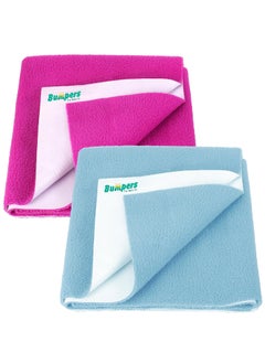 Bumpers The Baby Co. Bumpers Instadry AntiPiling Fleece Extra Absorbent Quick Dry Sheet for Baby Baby Bed Protector Waterproof Baby Sheet Washable Reausable SheetLarge Combo 140 x 100 cm Sea BlueRani Pink 