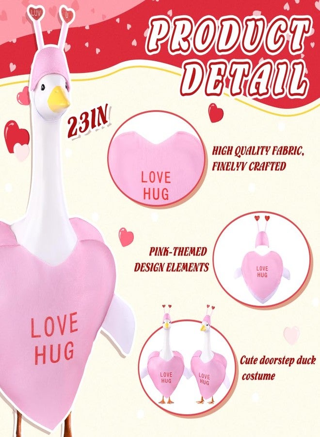 Teeanzo Valentine's Day Goose Outfit for 23" Porch Goose Holiday Pink Red Heart Cloths Costume Valentines Party Outdoor Garden Patio Yard Lawn Art Decoration(Love Hug) - Image 3